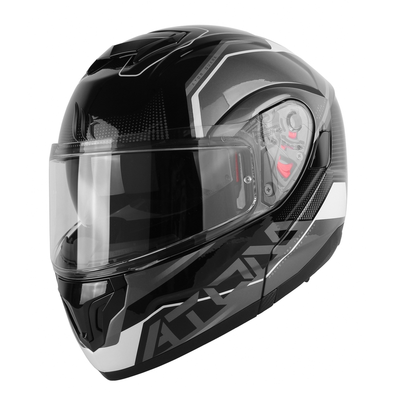 MT Atom SV Quark черно-сиво-бяла лъскава каска за мотоциклет разпродажба