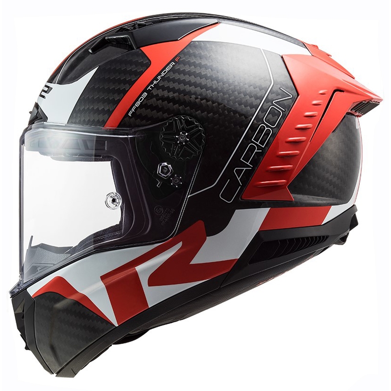 LS2 FF805 Thunder C Racing1 черно-бяло-червена интегрална мотоциклетна каска
