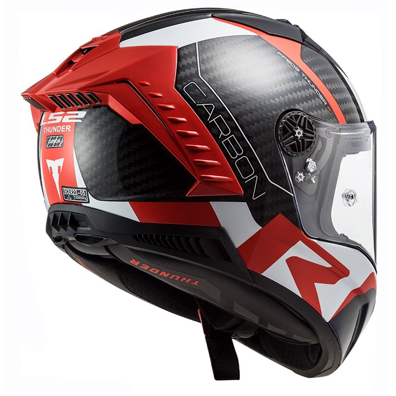 LS2 FF805 Thunder C Racing1 черно-бяло-червена интегрална мотоциклетна каска