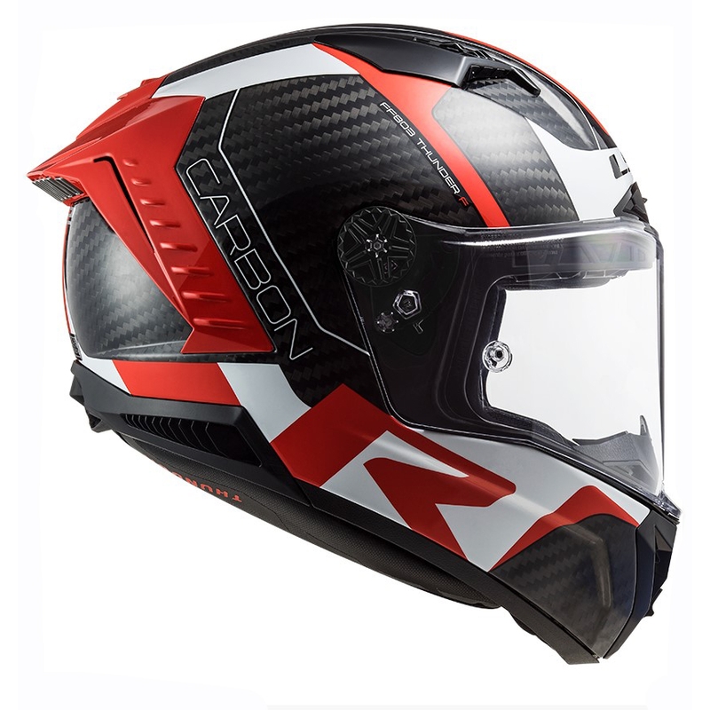 LS2 FF805 Thunder C Racing1 черно-бяло-червена интегрална мотоциклетна каска