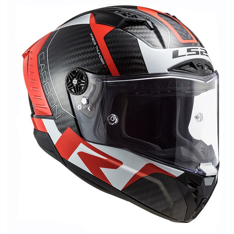 LS2 FF805 Thunder C Racing1 черно-бяло-червена интегрална мотоциклетна каска