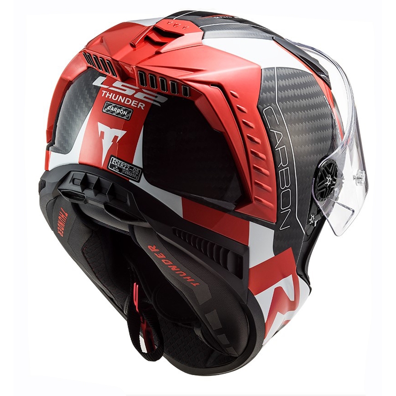LS2 FF805 Thunder C Racing1 черно-бяло-червена интегрална мотоциклетна каска