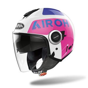 Отворена мотоциклетна каска Airoh Helios Up 2022 бяло-синьо-розово разпродажба