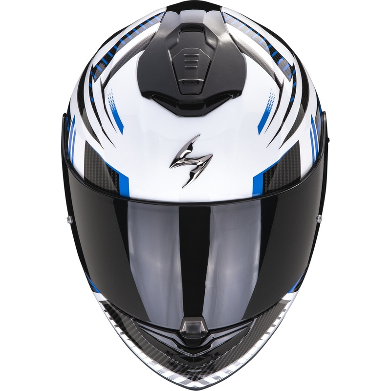 Интегрална мотоциклетна каска Scorpion EXO-1400 EVO Air Shell бяло-синя