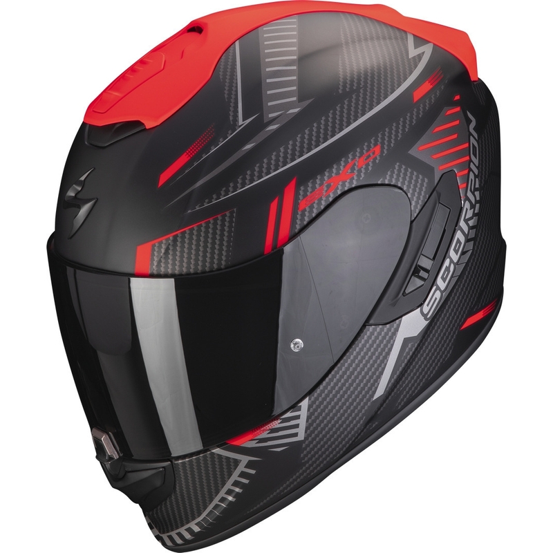 Интегрална мотоциклетна каска Scorpion EXO-1400 EVO Air Shell черно-червена матова