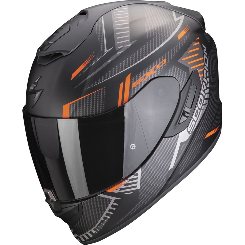 Интегрална мотоциклетна каска Scorpion EXO-1400 EVO Air Shell черно-оранжева матова