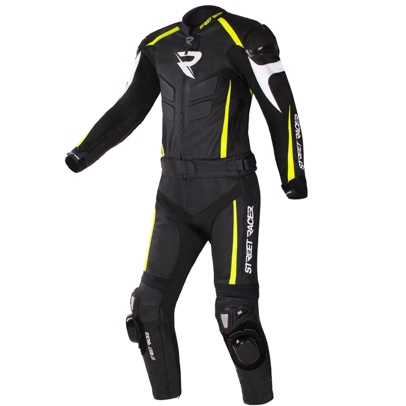 Мотоциклетен гащеризон Street Racer Fast Track 2 Black-White-Fluo Yellow разпродажба