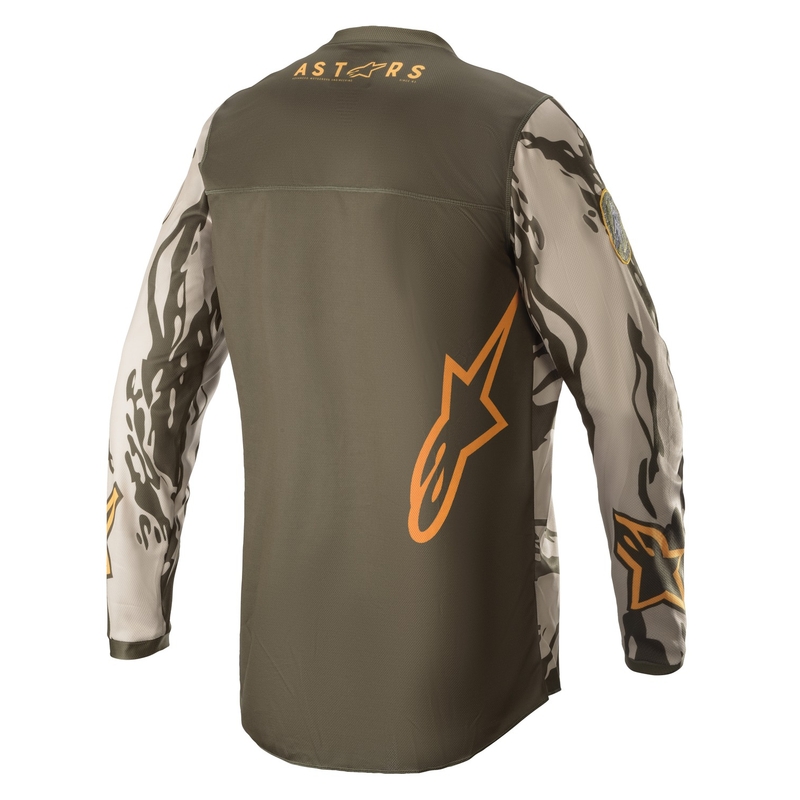 Детска тениска за мотокрос Alpinestars Racer Tactical камуфлажна зелена-бежово-оранжева