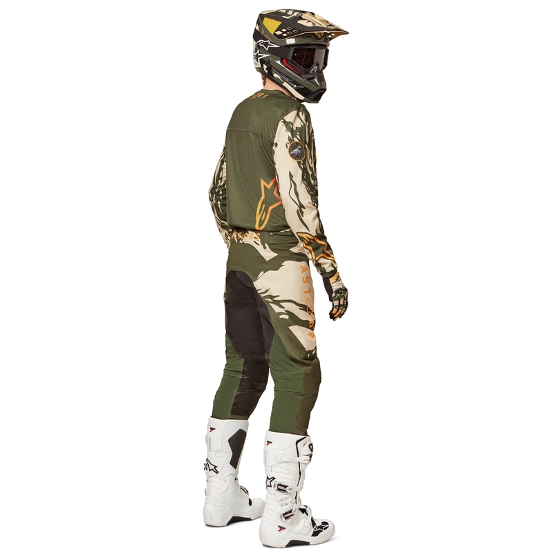 Детска тениска за мотокрос Alpinestars Racer Tactical камуфлажна зелена-бежово-оранжева