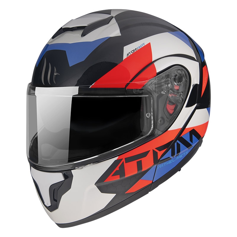 Vyklápěcí přilba na motorku MT Atom SV W17 A7 černo-červeno-modro-bílá výprodej