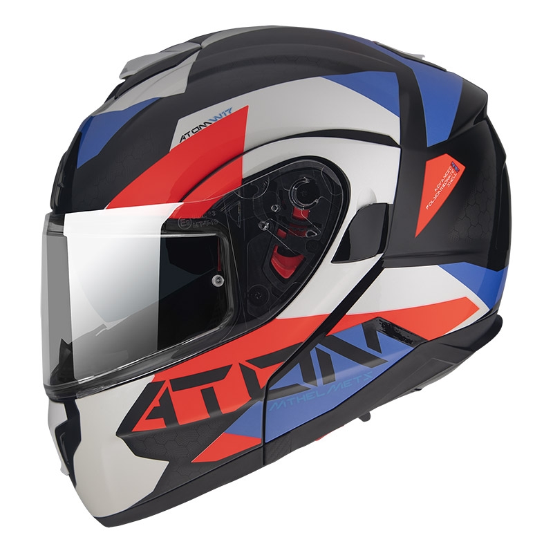 Vyklápěcí přilba na motorku MT Atom SV W17 A7 černo-červeno-modro-bílá výprodej