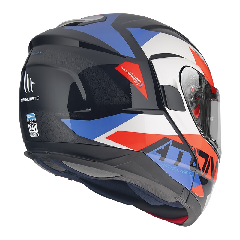 Vyklápěcí přilba na motorku MT Atom SV W17 A7 černo-červeno-modro-bílá výprodej