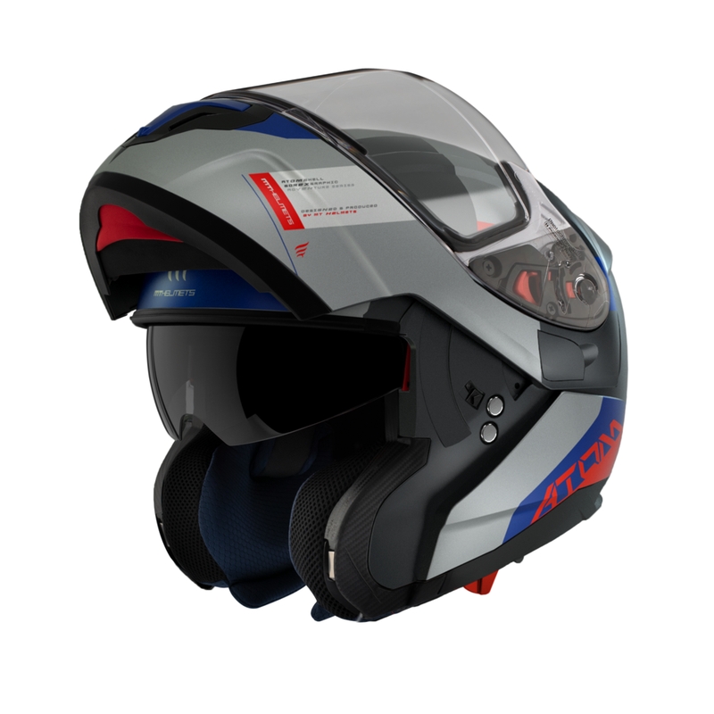 MT Atom SV Gorex C12 черно-сиво-синьо-червена каска за мотоциклет разпродажба