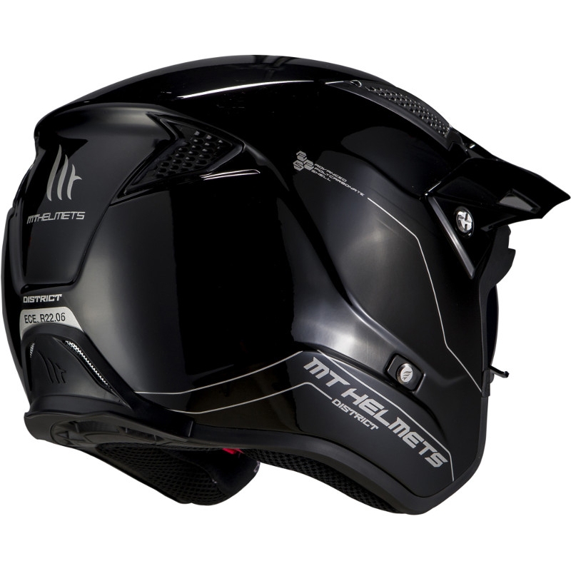 Otevřená trialová přilba na motorku MT District SV Solid A1 černá lesklá