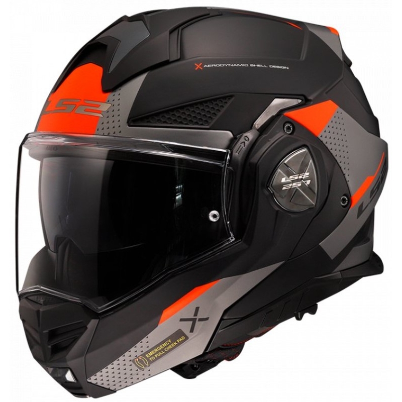 Мото каска с отваряне LS2 FF901 Advant X Oblivion черно-червено-титаниево