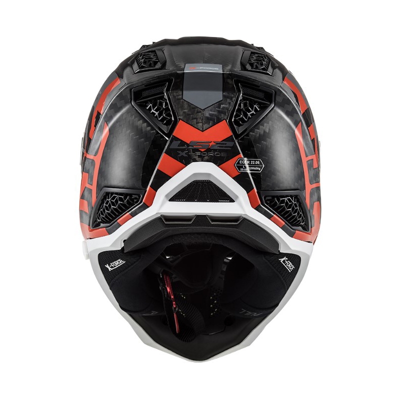 Мотокрос каска LS2 MX703 C X-Force Barrier H-V черно-сиво-червено-жълта