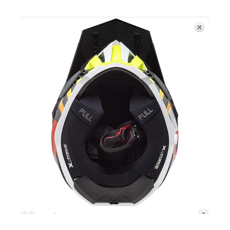 Мотокрос каска LS2 MX703 C X-Force Barrier H-V черно-сиво-червено-жълта