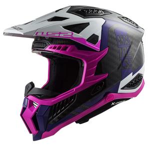 Мотокрос каска LS2 MX703 C X-Force Victory черно-бяло-лилаво-розова
