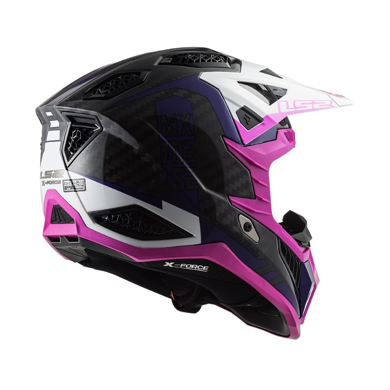Мотокрос каска LS2 MX703 C X-Force Victory черно-бяло-лилаво-розова