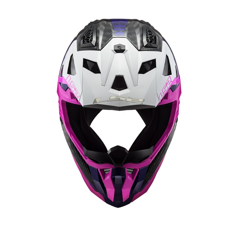 Мотокрос каска LS2 MX703 C X-Force Victory черно-бяло-лилаво-розова