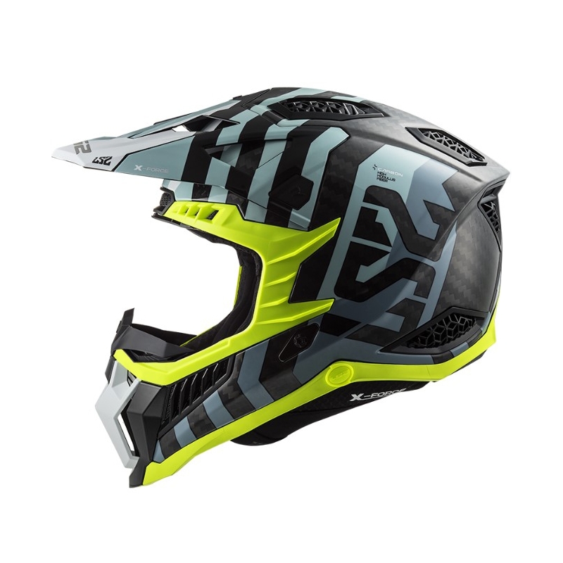 Мотокрос каска LS2 MX703 C X-Force Barrier черно-синьо-жълто
