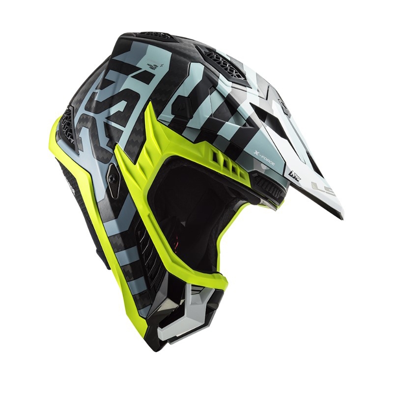 Мотокрос каска LS2 MX703 C X-Force Barrier черно-синьо-жълто