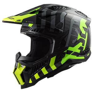 Мотокрос каска LS2 MX703 C X-Force Barrier H-V черно-сиво-флуорово жълто