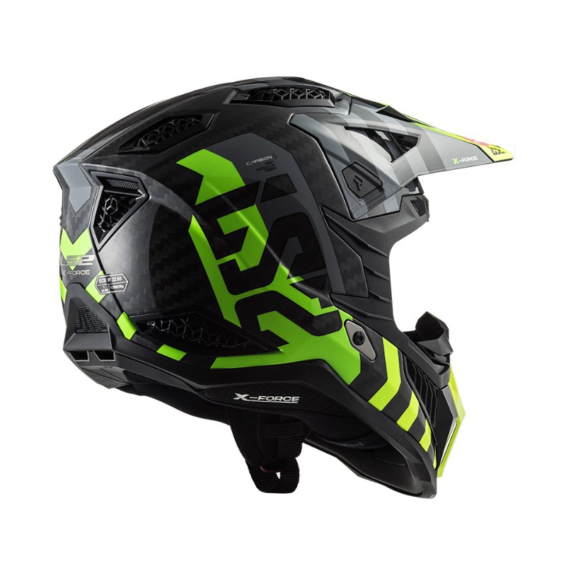 Мотокрос каска LS2 MX703 C X-Force Barrier H-V черно-сиво-флуорово жълто