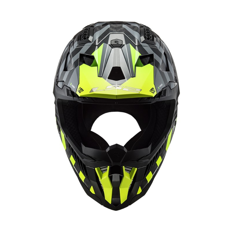 Мотокрос каска LS2 MX703 C X-Force Barrier H-V черно-сиво-флуорово жълто