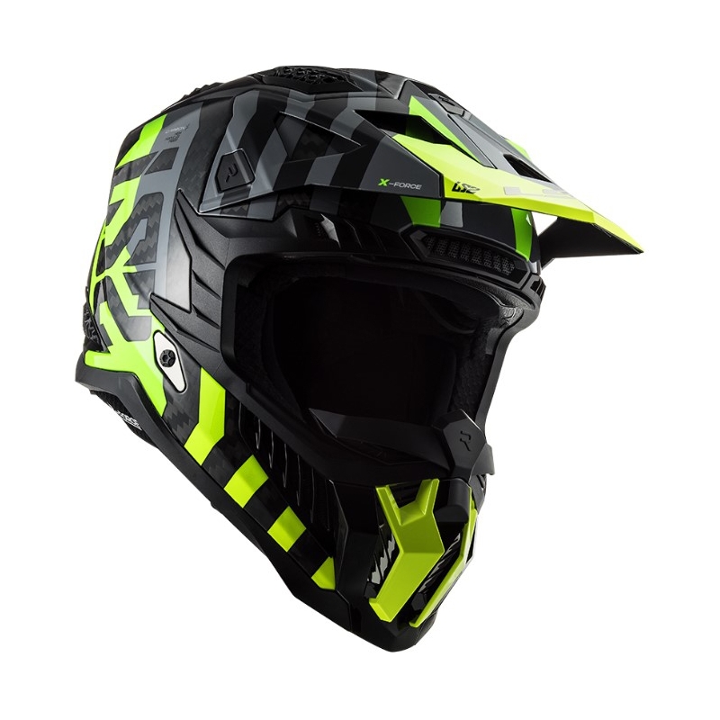 Мотокрос каска LS2 MX703 C X-Force Barrier H-V черно-сиво-флуорово жълто