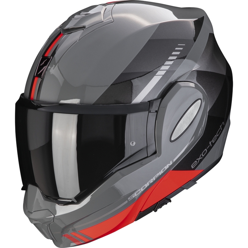 Scorpion EXO-TECH EVO Genre сиво-черно-червена сгъваема мотоциклетна каска