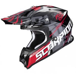 Мотокрос каска Scorpion VX-16 EVO AIR ROK BAGOROS черно-сиво-бяло-червена