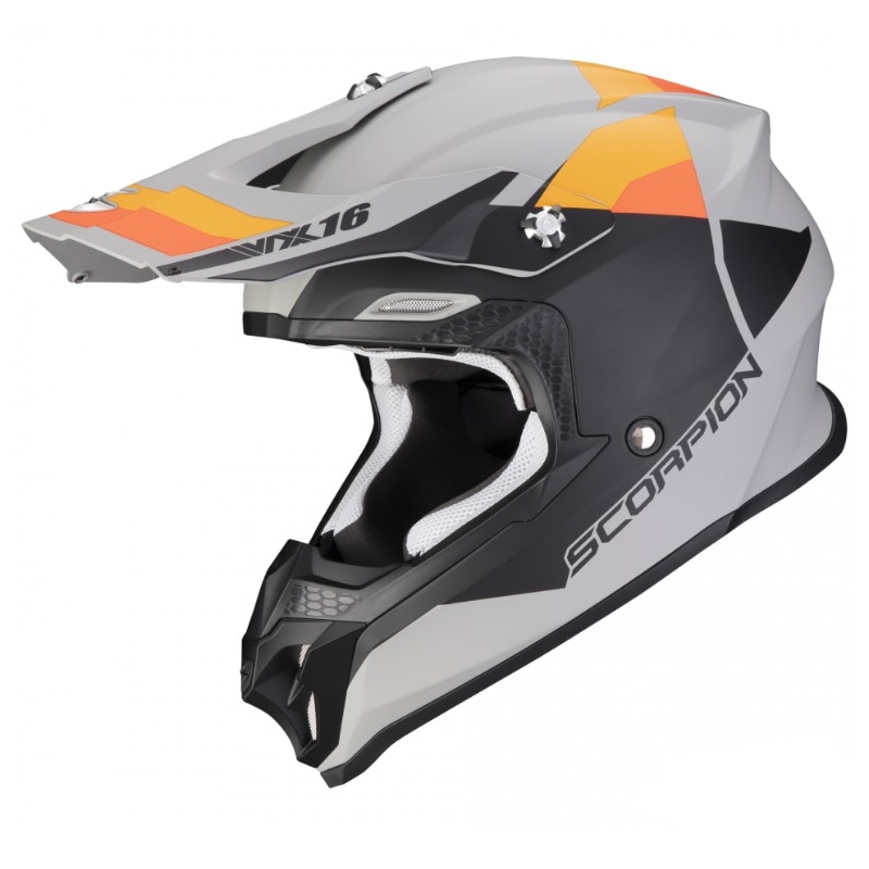 Мотокрос каска Scorpion VX-16 EVO AIR SPECRUM черно-сиво-оранжева