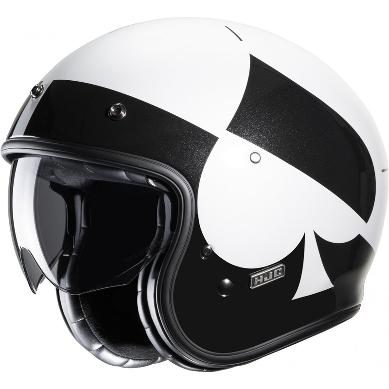 Отворена мотоциклетна каска HJC V31 Kuz MC5 черно-бяла разпродажба