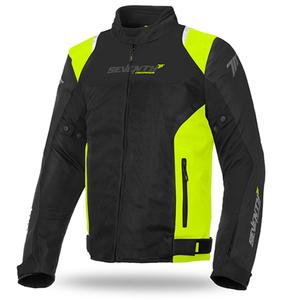 Мотоциклетно яке SEVENTY DEGREES SD-JR48 черно - флуорово жълто