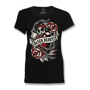 Дамска тениска Black Heart Heart Rose