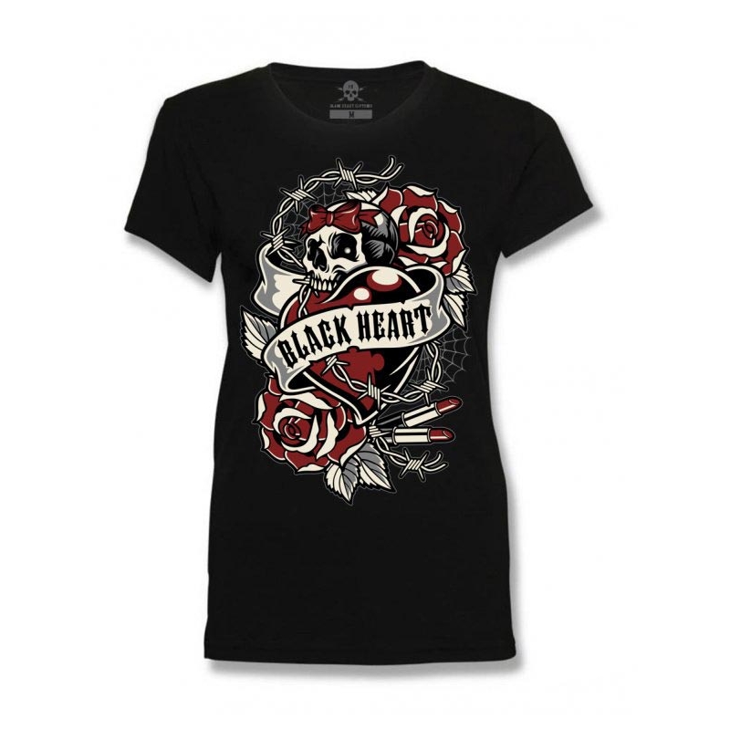 Дамска тениска Black Heart Heart Rose