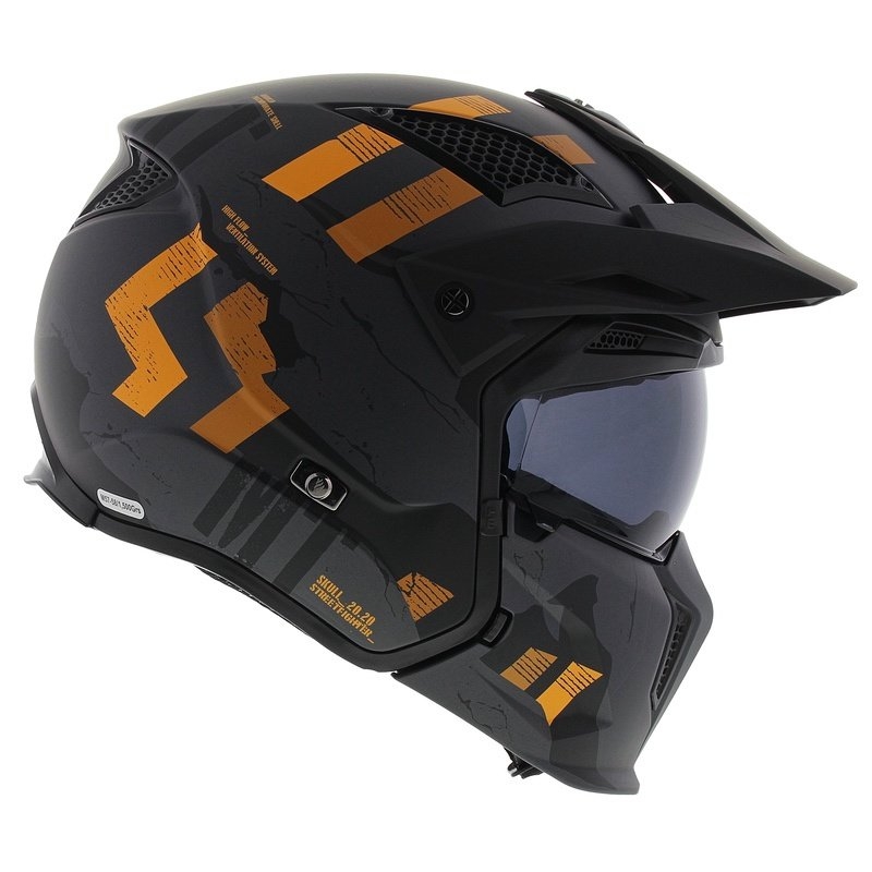 Отворена каска с маска MT Streetfighter SV S Skull A12 сиво-оранжева