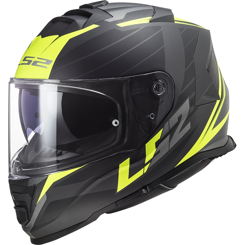 Мотоциклетна каска с пълно лице LS2 FF800 Storm II Nerve черно-флуоресцентно жълто