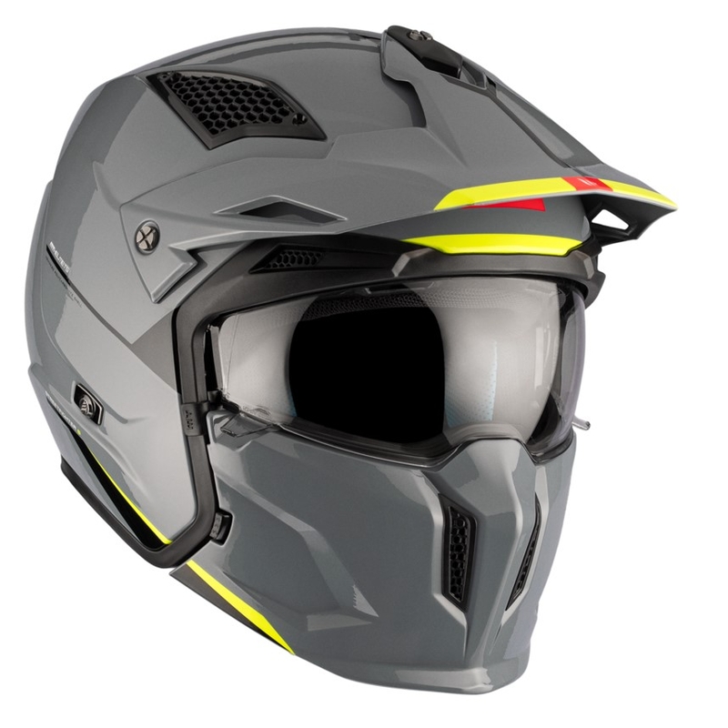Отворена каска с маска MT Streetfighter SV S Solid A22 сива гланцова