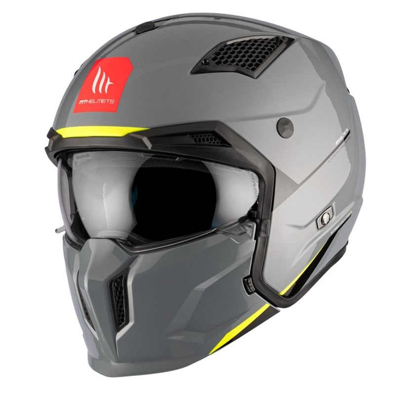 Отворена каска с маска MT Streetfighter SV S Solid A22 сива гланцова