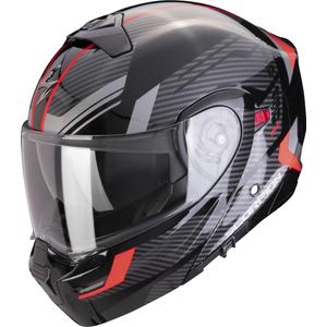 Обръщаща се мотоциклетна каска Scorpion EXO-930 EVO Sikon черно-сребристо-червена разпродажба