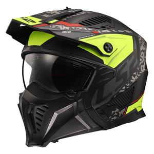 Изпитателна мотоциклетна каска LS2 OF606 Drifter Devor черно-флуорово жълто