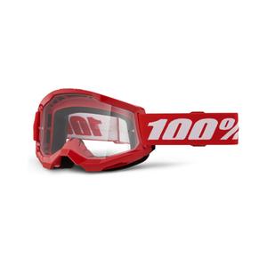 Очила за мотокрос 100% STRATA 2 Нови червени (прозрачен плексиглас)
