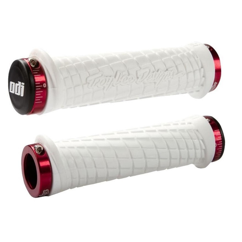 Ръкохватки ODI TROY LEE DESIGNS SIGNATURE ATV LOCK-ON бяло-червени
