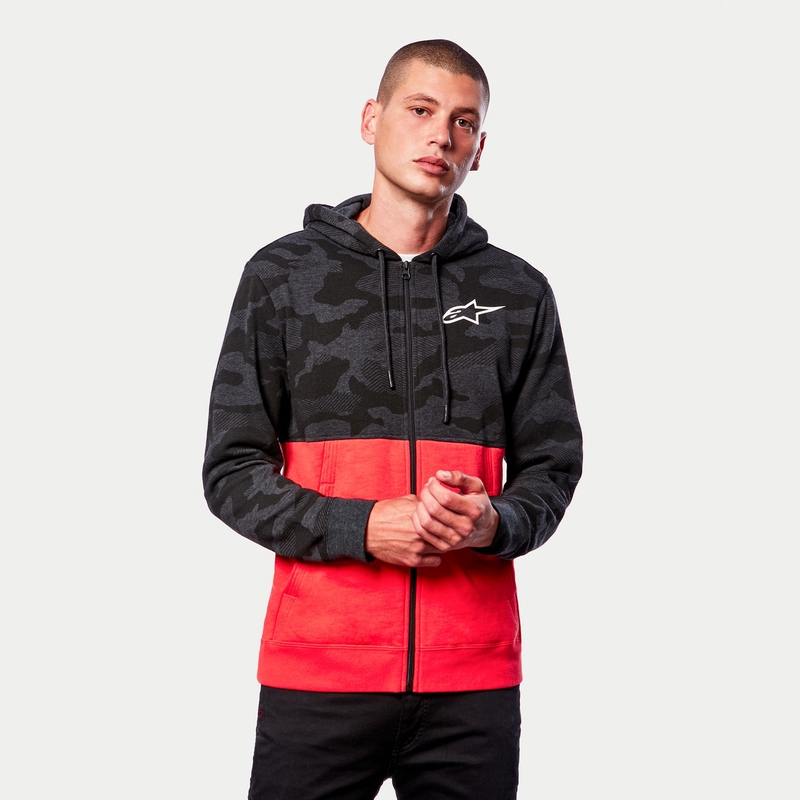 Alpinestars Camo Block Hoodie grey camo-red fluo