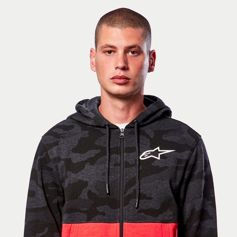 Alpinestars Camo Block Hoodie grey camo-red fluo