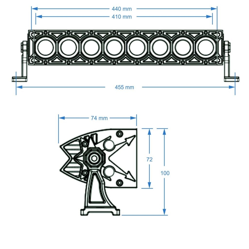 LED светлинна рампа SHARK LED LIGHT BAR 17" С HALO RING, CREE LED, 80W