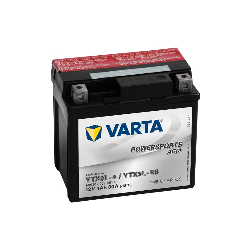 VARTA YTX5L-4/YTX5L-BS 12V/4Ah акумулаторна батерия без поддръжка