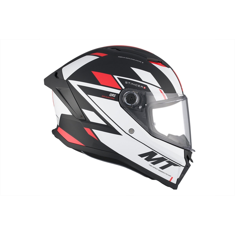 MT Stinger 2 Solid Zivze интегрална мотоциклетна каска бяло-черно-червена матова